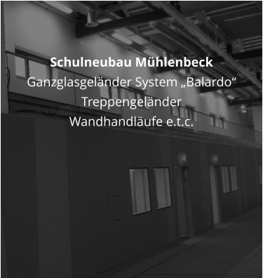 Schulneubau Mühlenbeck  Ganzglasgeländer System „Balardo“ Treppengeländer Wandhandläufe e.t.c.
